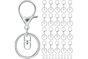 AOLLEN 20 Piezas Mosqueton Llavero con Cadena y 20 Anillas Llaveros, confecciona 20 Llaveros Completos, para Colgar Manualidades, Accesorios de Fabricación de Joyas