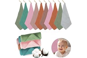 Quxvena 10 Stück Baby Waschlappen Neugeborene, Baby Musselin Waschlappen 25x25cm Spucktuch