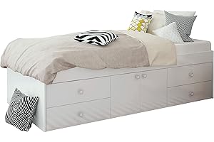 KIDSAW White, Multi Drawer 3ft Cabin Storage Bed 4 Drawer Single 90 x 190cm