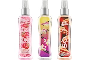 Body Mist by So…? Womens Vanilla, Red Velvet, Strawberries & Cream Body Spray Mixed Fragrance 100ml Bundle (Pack of 3)
