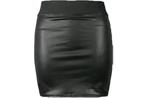 Candid Styles Womens Ladies Wet Look PVC Faux Leather Mini Midi Maxi Peplum Skater Skirts 8-26