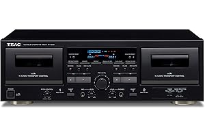 Teac W-1200 Doppel-Kasettendeck (Kassettenspieler zur Aufnahme/Wiedergabe, Mikrofoneingang, USB-Ausgang für digitale Aufnahme auf PC/Mac) Schwarz
