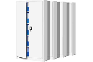 ‎JAN NOWAK 4er Set Aktenschrank C001 Metallschrank Stahlschrank Werkzeugschrank Büroschrank Lagerschrank Universalschrank Pulverbeschichtung Flügeltüren 185 cm x 90 cm x 40 cm (weiß/weiß)