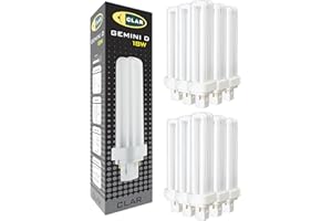 CLAR - Lampadina PLC Gemini D 18W Luce Calda 2700K G24d-2, Non Regolabile (Pack 10)