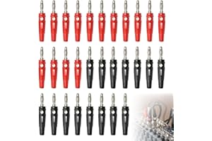 FENGJIAHUI 30 Stück Bananenstecker 4mm, Bananenstecker Lautsprecher Sehr Langlebig, Bananenstecker 4mm Breites Anwendungsspektrum, Banana Plug Für Kabel Boxen Endstufen Receiver Stereoanlagen (Schwarz + Rot)