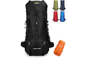 Doshwin 70L Sac à Dos de Camping Trekking Randonnée Voyage (avec Housse Imperméable)