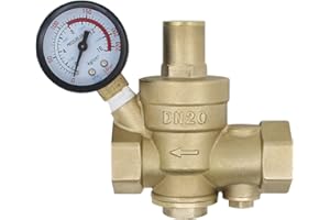 OEMCLIMA Valvola riduzione pressione acqua con filtro sostituibile - femmina 1/2 3/4 1 1-1/4 1-1/2 2 pollice - regolatore di pressione acqua con manometro (DN32-1-1/4 pollice)