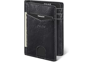 VULKIT Portefeuille Homme Mince en Cuir RFID Blocage Porte-Cartes de Crédit Portefeuilles Minimaliste 10 Fentes pour Cartes Bancaire ou Billets