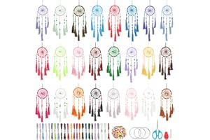 ‎INFUNLY INFUNLY 24 Stück DIY Kleine Traumfänger-Sets Für Anfänger, Buntes Handgefertigtes Traumfänger-Set Für Anfänger, DIY-Mini-Ornament-Herstellungs-Set Für Schlafzimmer, Auto, Spiegel, Schlüsselanhänger, T
