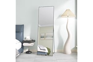 KeepGoon Espejo de pie clásico de 162 L x 53 W, espejo grande de cuerpo entero, marco de aluminio, espejo cosmético rectangular, perfecto para salón, dormitorio, vestidor (negro)