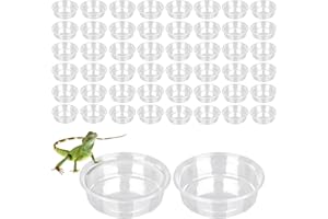 PEAPIN 50pcs Reptile Food Bowls - Plastic Feeding Cups for Tortoise/Gecko Water & Mealworms - Lizard Tank Accessories