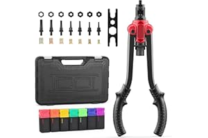 VISTRECK Nietmutternzange Set Nietzange-Set mit, inkl. 70 St. Nietmuttern in M3, M4, M5, M6, M8, M10, M12 Mundstücke, Hochwertiges Gehäuse aus Kohlenstoffstahl, Gewinde Griff, für dicke Stahlbleche