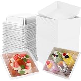 GBACHOOSE 75 Cardboard Cake Carrier Boxes, 13.5 x 12.5 x 6.5 cm, Cardboard Boxes for Cakes, Cupcakes, Cake Transport Boxes wi