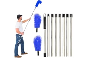 YALLMIE 3,1 M Brosse Nettoyage GouttièRe, Perche De Nettoyage Telescopique Brosse Telescopique Toiture avec Manche Extensible Balai TéLescopique Toiture Outil Nettoyage Toiture Facile à Enlever Les Feuilles