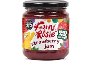 Fearne & Rosie Strawberry Jam, Award Winning, More Fruit & 40% Less Sugar, Vegan Friendly, Gluten Free, 100% Natural Ingredients, No Palm Oil, No Concentrates & B Corporation Certified 310g Jar