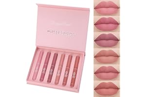 MTUVKGT 6PCS Set di Lucidalabbra Opaco, Set di Rossetti Liquidi Nude, Rossetto Matte non Appiccicosi per Tutte le Occasioni, Trucchi Donna Impermeabile a Lunga Durata Regalo (A)