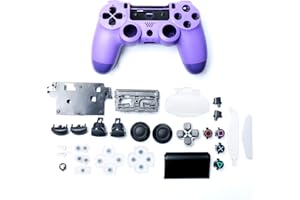 GENERIC HUAYUWA Plastic Game Controller Housing Cover with Buttons Replacement Set Fit for Playstation 4 Slim 4.0 JDM-040, Electro-optic Purple