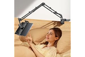 Mumay Tablet Halterung Bett, 360° Sockel mit Flexibler Einstellbare Lang Arm Ständer Kindle Zubehör für Tisch, Kompatibel mit iPad Pro/Handy/Switch/Galaxy Tabs, oder Anderen Geräten von 4,7-16.1 Zoll