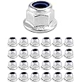 QWORK® 25PCS M6 Lock Nut with Nylon Insert - 304 Stainless Steel - 6mm Serrated Flange Hex Nut Self Locking Nut