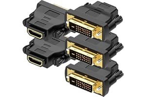 MMOBIEL HDMI auf DVI Adapter - Bidirektional – Stecker DVI-D Dual Link auf HDMI Buchse - Konverter Unterstützt Monitor, PC, TV, Gaming, Projektor - 1080p Full HD 60Hz - Gold Stecker – 5 Stück
