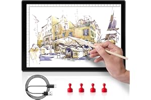 ‎GIANTARM GIANTARM Wiederaufladbares Zeichnen Leuchtpad Light Pad LED Ultradünner Leuchttisch A4 lichttisch mit Lithium-Batterie mit Typ-C-Anschluss für Zeichnen, Skizzieren, Animation, Schablonieren