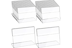 CCCYMM 20 Pcs A6 Acrylic Sign Holder Clear Picture Frame Photo Sign Slanted Back Brochure Display Stand Transparent Flyer Holder for Office Desktop Restaurant, 4 x 6 Inch (Horizontal)