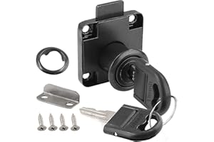 Litensh 22mm Cam Lock with Key Alike, Security Cabinet Lock Cupboard Drawer Locks for Furniture Letterbox Postbox Mailbox Lever Toolbox Household Office Door Locker Locks, Black