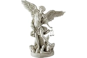 Design Toscano EU1850 San Michele Arcangelo Statua Insieme, Galleria Resina Statua, Bianco Sporco