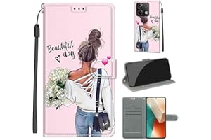 KENHONER Funda para Xiaomi Redmi Note 13 5G Carcasa, Funda para Redmi Note 13 5G Funda Libro con Tapa Piel Case Flip Cuero,Cierre Magnético Antichoque - Chica