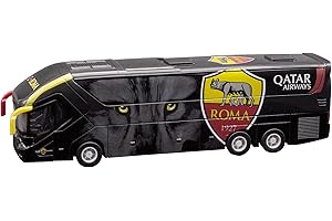 Mondo Motors-Pullman A.S. Roma modellino Giocattolo-Bus con retrocarica Frizione Pull Back Nero-51216, Colore Arancione Giallo Rosso Nero, 51216