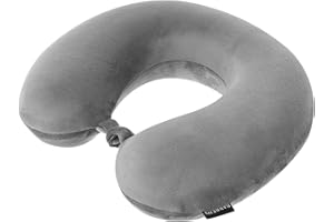 BARRENS Poduszka podróżna memory foam | 31x9x28 cm | Lekka, wygodna poduszka pod szyję | Mała poduszka do podróżowania w samochodzie, samolocie, pociągu, hotelu i na kempingu | Szary