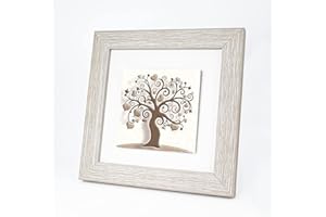 ALBALÙ Quadretto in Legno con Piastrella Albero della Vita in Gres Porcellanato e Cornice Tortora Quadrata