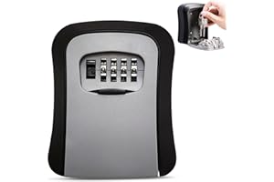 ZITUZY Caja Fuerte de Llaves Exterior,Caja Seguridad Llaves,de 4 Cajetin Llaves con Codigo,para Hogar, Garaje, Escuela, Oficina, Almacén