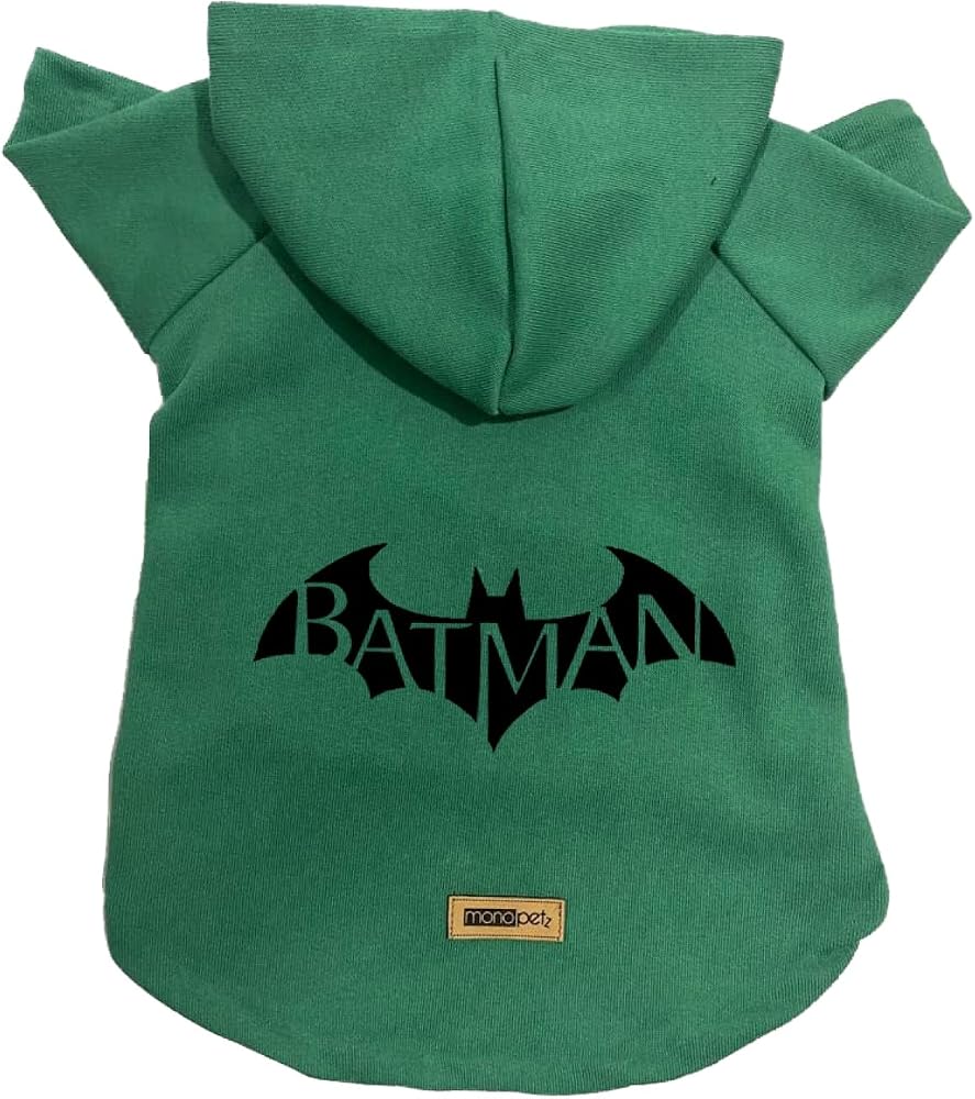 monopetz Kapişonlu Sweatshirt Köpek ve Kedi Kıyafeti - Yeşil Batman M Beden