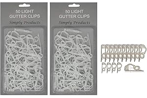 Simply Products 100 Gutter Hooks for Hanging Outdoor Christmas Xmas String Lights/Rope Lights Gutter Clips (Clear)