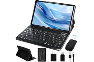 RUZAVA 2024 Newest Tablet 10 Inch Tablet Android 4GB RAM 64GB ROM (TF 128G), Octa Core 1.6 GHz, 8000mAh, 5MP + 8MP, 1280×800 IPS Display, Tablet with Keyboard Mouse Case - Grey