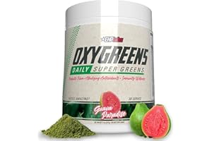 EHP LABS EHPlabs OxyGreens Daily Super Greens Powder - Green Superfood, Spirulina Herbal Supplement with Prebiotic Fibre, Alkalizing Antioxidants & Immunity Wellness, 30 Serves (Guava Paradise)