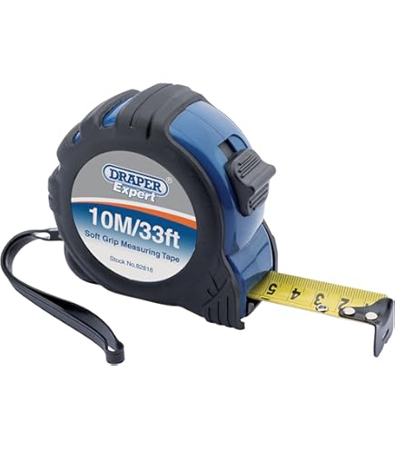 Draper 75301 10m X 25mm Tape Measure - Soft Grip, Power Return, Metric/Imperial With Stud Markings