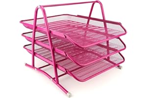 Leviatan Scomparti Metallici per L'archiviazione | Organizzatore da Scrivania | Cassetti Portadocumenti | A4 | Rete Organizzativa | Sistema di Cassetti da Scrivania | Rosa