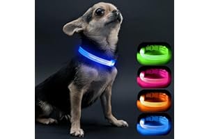 Visinite Light Up Dog Collar, Small Dog Collar Light For The Dark, Led Dog Collar Rechargeable, Night Flashing Dog Collar, Reflective Dog Led Light Collar, Dog Light Up Collar Keep Pet Safe (Blue,S)