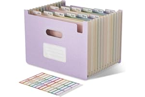 EcoStash Cartella Portadocumenti A4, 12 Tasche Porta Documenti in Paglia di Grano, Raccoglitore Documenti Espandibile, Apertura Superiore, Senza BPA, Ritorno alla Natura, Vita Sana - Viola Lavanda