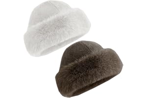 CVDYWDJIE Pack De 2 Gorros De Cúpula, Gorros para El Frío Y El Calor, Gorros De Felpa, Gorros De Invierno, Gorros Sencillos Y Versátiles (Marrón, Blanco)