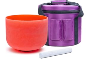 KVKA 432Hz 10 inch Crystal Singing Bowl Klangschalen Chakra for Yoga Sound Healing (Orange, D note)