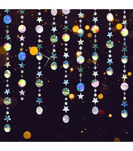 Ghirlanda Di Stelle Iridescente 16 Metri (4x4m), Decorazione Lucida Per Matrimoni, Compleanni E Feste - 2