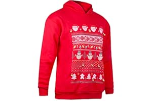 True Face Kids Christmas Hoodie Funny Novelty Pullover Hoody 3D Printed Christmas Light Up Jumper Lightening Xmas Hoodies LED Lights Long Sleeve Sweatshirt Pull Over Lighting Hooded Top