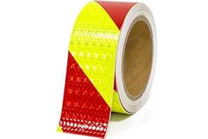 XFXIA Nastro Riflettente Rosso e Giallo 20 m x 5 cm Impermeabile Nastro Catarifrangente Adesivo Autoadesivo Nastro Di Sicurezza, per Veicoli Auto Rimorchi Esterni