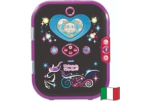 VTech KidiSecrets Selfie Music 2.0 Black Version, Diario Segreto Interattivo per Bambini con Doppia Fotocamera e MP3, Diario Elettronico con Tastiera, Lingua Italiana, Batterie Incluse, 6+ Anni