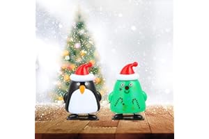 Tomaibaby 2pcs Christmas Wind Up Toys - Clockwork Walking Penguin Tree Xmas Doll - Holiday Goodie Bag Stuffer Kids Party Favors Gift (Random style)