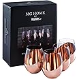 MyGift Modern Copper Stemless Wine Glasses, Set of 4