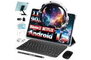 TECLAST P50Case Tablet 11 Pollici 90Hz Tablets Android 15, 2.0GHz Octa-Core, 12GB RAM+128GB ROM/TF 4TB/7000mAh/Widevine L1/GPS/BT5/OTG/Tablet con Tastiera+Custodia+Penna+Auricolari, 10 Accessori-2025